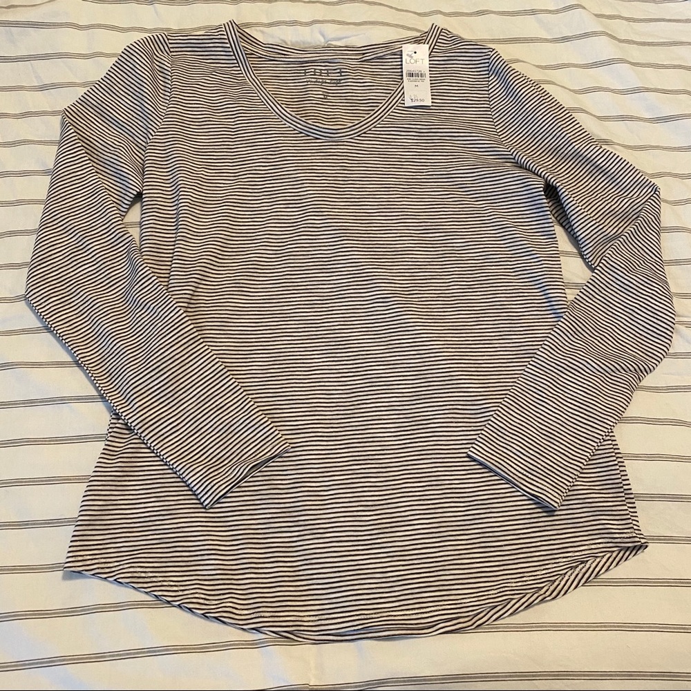 LOFT black, white, and gold striped shirt